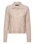 Mango V-Neck Ribbed Knit Sweater Beige