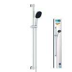 GROHE Vitalio Comfort 110 - Shower Set (Square 11 cm Hand Shower 2 Sprays: Rain and Jet, Shower Hose 1.75 m, Shower Rail 90 cm, Water Saving), Easy to Fit with GROHE QuickGlue, Chrome, 26931001