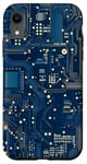 Coque pour iPhone XR Carte mère bleue vintage à pois avec circuit amusant