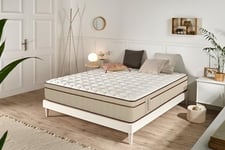 Moonia Matelas hybride 30 cm marron, multizones de confort, technologie Core Spring, indépendance de couchages, 90 x 190 cm