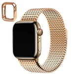 Wristitani Bracelets Compatible Apple Watch 49mm Pour Hommes/Femmes, Bracelet En Métal En Acier Inoxydable 630 Pour La Série Ultra/8/7/6/SE/5/4/3/2/1(Or rose)