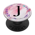 Initial J Phone Grip Pop Up Knob,Pink Floral Flower Letter J PopSockets Adhesive PopGrip