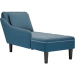 Vidaxl - Fauteuil long avec coussin et accoudoir droit bleu velours