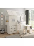 Kids Avenue Ordi Midi Playhouse Mid-Sleeper Bed with Desk and Chest of Drawers, European Single