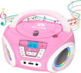 Candy Lecteur Cd Enfant - Nouveaut? - Radio Fm - Piles Incluses - Lecteur Cd Radio Rose Mignon Avec Haut-Parleurs - Le Cadeau Parfait Pour Les Enfants Et Les Tout-Petits - Rose