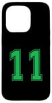 Coque pour iPhone 15 Pro Vert Numéro 11 Équipe Junior Sports Uniforme Numéroté