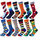 Jeasona 12 Pairs Mens Socks Size 12-14 UK Multipack Mens Socks Cotton Stripe Colourful Mens Socks Multipack Cotton Christmas Stocking Filler Advent Calendar Socks for Dad/Husband/Grandad/Son