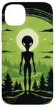 Coque pour iPhone 14 Plus Tête d'extraterrestre verte mignonne visage OVNI || Alien