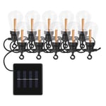 EMOS Guirlande lumineuse de fête vintage avec panneau solaire de 5 m, 10 ampoules LED, design rétro, éclairage vintage résistant aux intempéries, pour jardin, fête, balcon, blanc chaud, alimentation