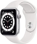 Apple Watch Series 6 (Gps,44mm) Boîtier En Aluminium Argent Avec Bracelet Sport Blanc (Reconditionné)