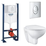 Grohe - Pack wc suspendu sans bride Bau Cerami avec bâti support Rapid sl Project et plaque de commande Start chromé