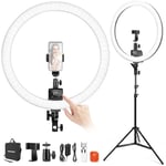 NEEWER Ring Light avec Trépied SRP18-2.4G, 18" Bicolore 3200-5600K Lumière Anneau Professionnel Gradateur 2.4G et Tactile, Commande Selfie Téléphone, éclairage Vidéo TikTok, Salons Lampe Esthetique