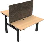 OmniLift, Dobbelt hæve-/sænkebord, firkantet, natur/sort, H125x120x60 cm, bøg