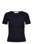 A-View Rib Knit Short Sleeve Top Marinblå