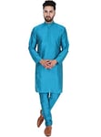 SKAVIJ Kurta Pajama Set for Men Indian Ethnic Party Wear Dress Turquoise S