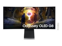 Samsung Odyssey Oled G8 S34dg850su - G85sd Series - Oled-Skjerm - Smart - Gaming - Kurvet - 34" - 3440 X 1440 Uwqhd @ 175 Hz - 250 Cd/M² - 1000000:1 - Hdr10+ Gaming, Hdr10+, Hdr10 - 0.03 Ms - 2Xhdmi, Displayport - Høyttalere - Sølv