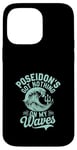 Coque pour iPhone 14 Pro Max Poseidon Dieu de la mer Océan Trident et vagues Illustration