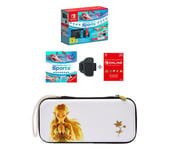 Nintendo Switch Neon Red & Blue, Sports, Nintendo Switch Online 12 Month Membership & Princess Zelda Slim Travel Pro Case Bundle, Red,Blue