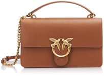 Pinko Love One Classic Light Veau en Soie, Sac Femme, L17q_Marron-Leone-Antique Gold