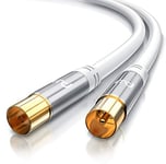 CSL Antenna Cable HDTV 135 dB 75 Ohm Premium Coaxial Cable Full HD 4k UHD Coaxial Male to Coaxial Coupling DVB-T and DVB-T2 DVB-C DVB-S DVB-S2 DAB DAB Shielding Dimensions 135 dB