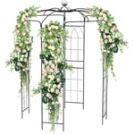 Arche de Jardin pour Plantes Grimpantes en Forme de Cage à Oiseaux, Tonnelle de Fleurs en Métal 206x206x286CM avec Crochet de Suspension, Décoration