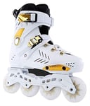 Skates en Ligne pour Adultes, Professionnel en Ligne Speaker Speaker Sports Sports en extérieur Fitness Roller Roller Skates White Gold (Color : White, Size : 38EU)