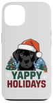 Coque pour iPhone 13 Black Lab Labrador Retriever Yappy Holidays Chien de Noël