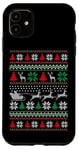 Coque pour iPhone 11 Pull de Noël moche rétro avec traîneau de Père Noël volant renne volant