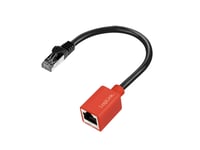 Logilink Professional - Forlengelseskabel For Nettverk - Rj-45 (M) Til Rj-45 (W) - 20 Cm - Sftp - Cat 6A - Halogenfri, Uten Krok - Svart / Rød (Np0079n)