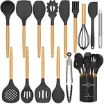 Batterie de cuisine 15 pièces en silicone résistant à la chaleur pour la cuisson et la cuisson - Batterie de cuisine avec spatule antiadhésive