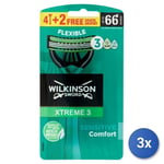 3x Wilkinson Radi Jetable Xtreme3 Sensibles 4+2 Pièces