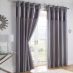 Crushed Velvet Dove Grey Boulevard 90 x 90 Ready Made Ring Top Eyelet Curtains