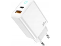 Jellico Jellico Nätladdare Eu13 Gan Pd 30W 1Xusb-C + 1Xusb Qc3.0 + Usb-C - Lightning-Kabel Vit