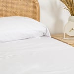 TRAMAS+ Parure de lit Simple 90 x 200 cm, 100% Coton Percale, Linge de lit, draps et 1 taie d'oreiller, certifié Standard 100 par Oeko-TEX - Blanc