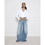 River Island Womens Jeans Blue Mid Rise Elastic Back Palazzo Pants Bottoms