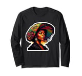 Colorful African American Woman in Hat Long Sleeve T-Shirt