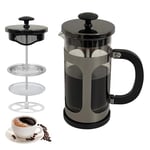 KOOYAT Cafetiere French Press Coffee Maker with Capacity of 350ml / 1 Cup Small Coffee Press for Ground Coffee at Home or Travel Heat-Resistant Caffettiera Gift Set for Women and Men Bright Black