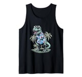 T-Rex on Vacation Funny Dino Lover Island Design Tank Top