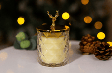 Scented Candle Gift Jar Gold Stag Lid Lemon Lavender Fragrance Home Decor