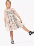 Angel & Rocket Kids' Pixie Spot Mesh Tiered Dress, Pink/Black