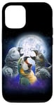 Coque pour iPhone 15 3 perroquets hurlant à la lune drôle d'Afrique gris perroquet oiseau