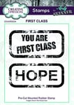 Creative Expressions Pre Cut Stamp by Andy Skinner-First Class, Grey Rubber, 5.1 x 5 cm