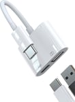 Adaptateur USB C vers USB OTG Type C Chargeur Connecteur (2 en 1) pour IPhone 16 15 Pro MacBook pour IPad Compatible avec Samsung Câble de Données Clé USB Externe Prise Voiture Tablette.[G309]