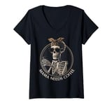 Womens Coffee Skeleton Mom Funny Skull Bones Coffee Lover Design V-Neck T-Shirt