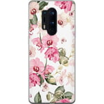 OnePlus 8 Pro Gjennomsiktig Telefondeksel Rosa blommor