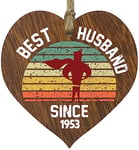 71st Wedding Anniversary Wooden Heart Plaque - Best Husband Since 1953 - Dark Wood Sign Keepsake, Celebrate Anniversary Wife Husband Partner, Seventy-First Anniversary Plaque with Quotes Gifts