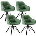 Woltu - Lot de 4 Chaises Pivotante à 360° Chaise Salle à Manger en Velours, Fauteuil Scandinave, Pieds en Métal, Vert Foncé