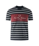 Fred Perry Mens Embroidered Stripe Navy Blue T-Shirt - Size X-Small