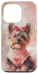 iPhone 13 Pro Aesthetic Pink Christmas Yorkshire Terrier Holiday Xmas Case