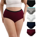 INNERSY Culotte Femme Coton Grande Taille Shorty Post Accouchement Slip Taille Haute Lot de 5 (EU 48-50, Populaire Multicolore)